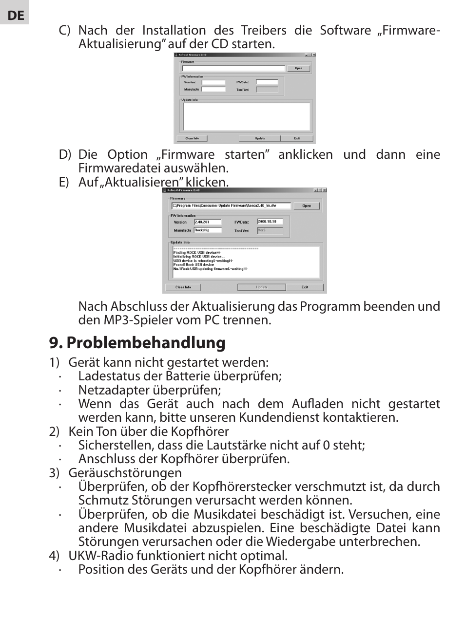 Problembehandlung | Acme V-130 User Manual | Page 86 / 88