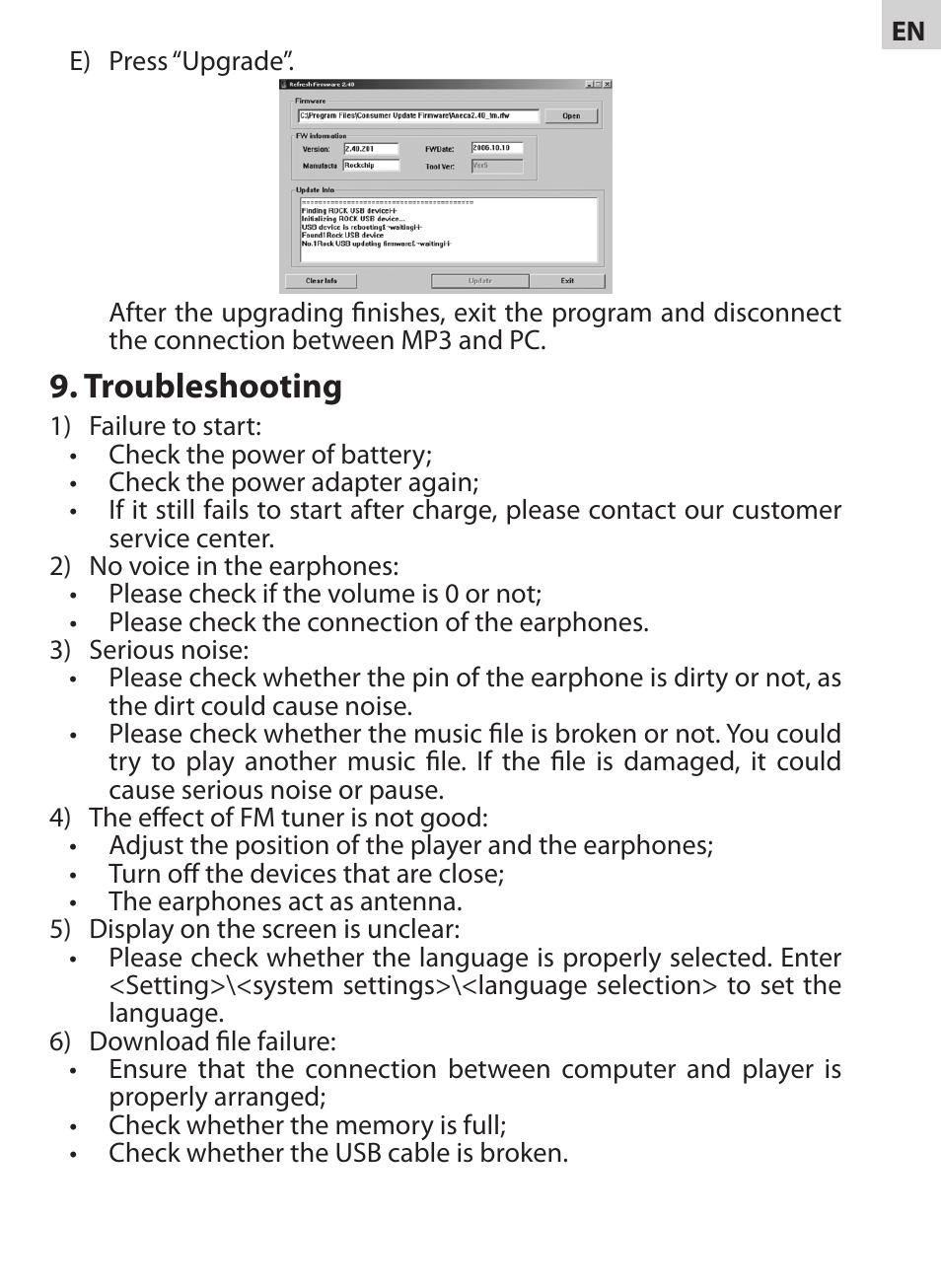 Troubleshooting | Acme V-130 User Manual | Page 9 / 88