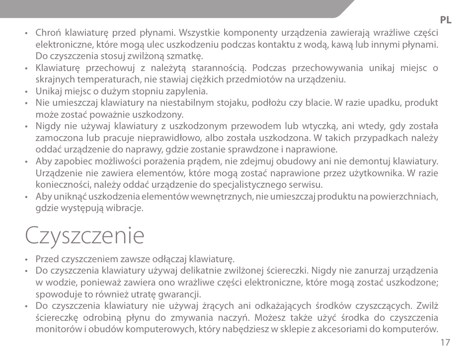 Czyszczenie | Acme KM-03 User Manual | Page 17 / 60