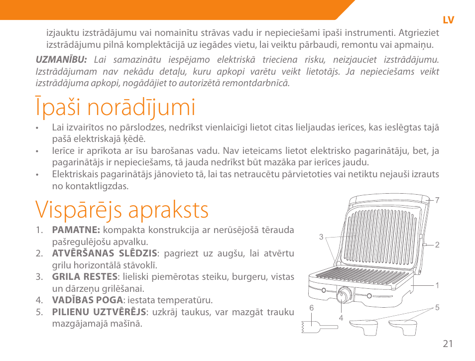 Īpaši norādījumi, Vispārējs apraksts | Acme GE100 User Manual | Page 21 / 106