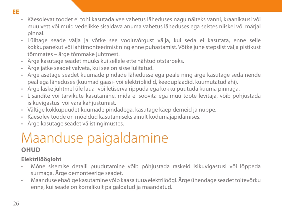Maanduse paigaldamine | Acme GE100 User Manual | Page 26 / 106