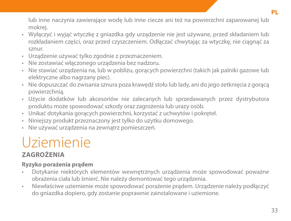 Uziemienie | Acme GE100 User Manual | Page 33 / 106