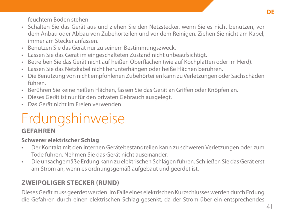 Erdungshinweise | Acme GE100 User Manual | Page 41 / 106