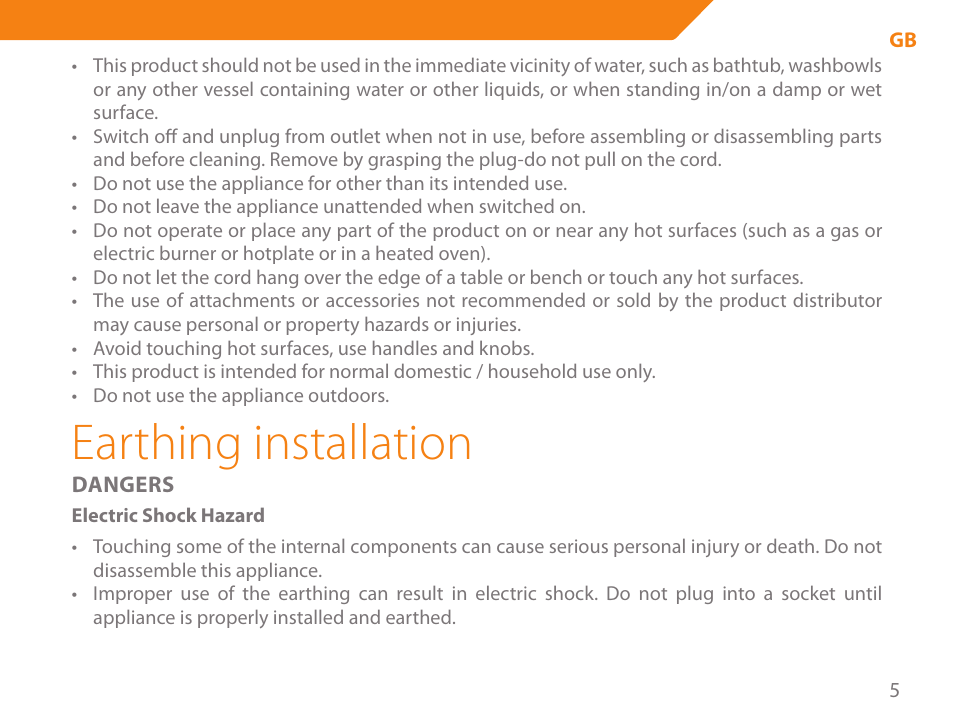 Earthing installation | Acme GE100 User Manual | Page 5 / 106