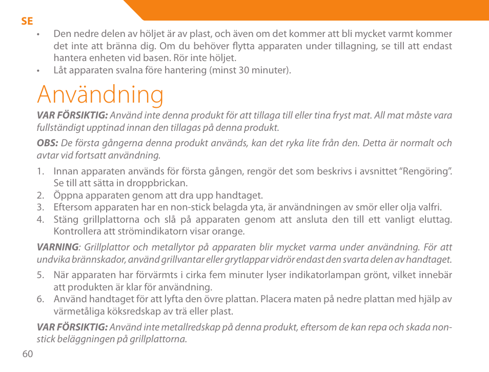 Användning | Acme GE100 User Manual | Page 60 / 106