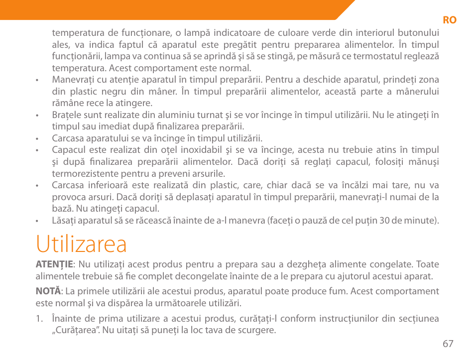 Utilizarea | Acme GE100 User Manual | Page 67 / 106