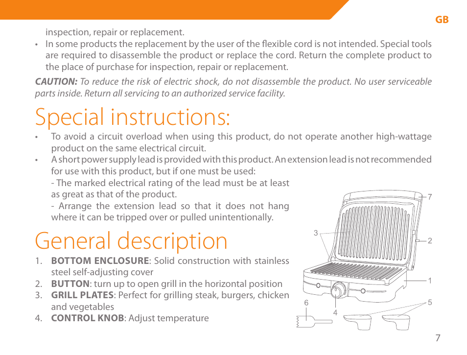 Special instructions, General description | Acme GE100 User Manual | Page 7 / 106