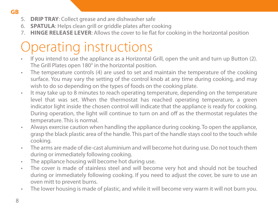 Operating instructions | Acme GE100 User Manual | Page 8 / 106