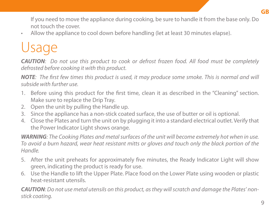 Usage | Acme GE100 User Manual | Page 9 / 106