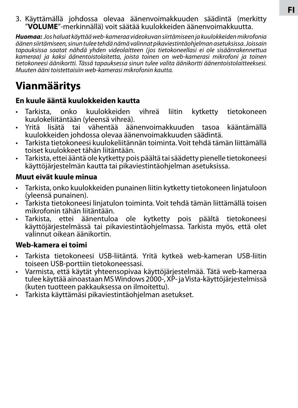 Vianmääritys | Acme AC02 User Manual | Page 15 / 20