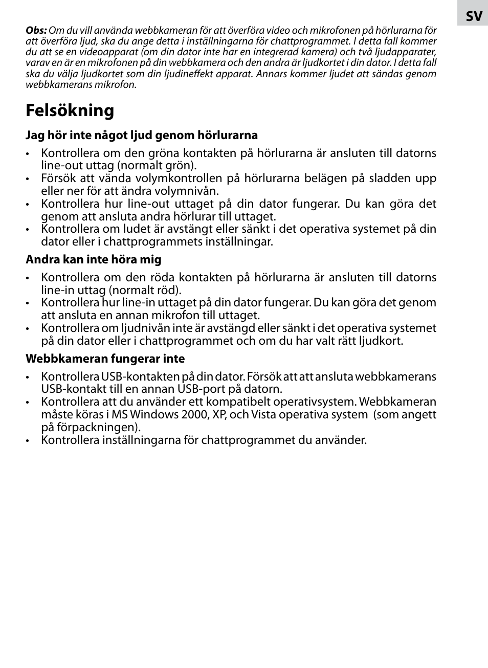 Felsökning | Acme AC02 User Manual | Page 17 / 20