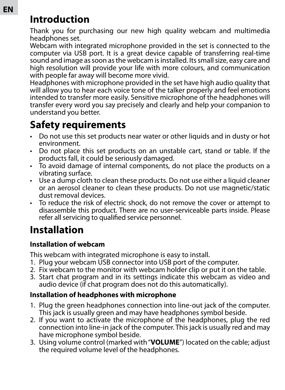 Introduction, Safety requirements, Installation | Acme AC02 User Manual | Page 2 / 20