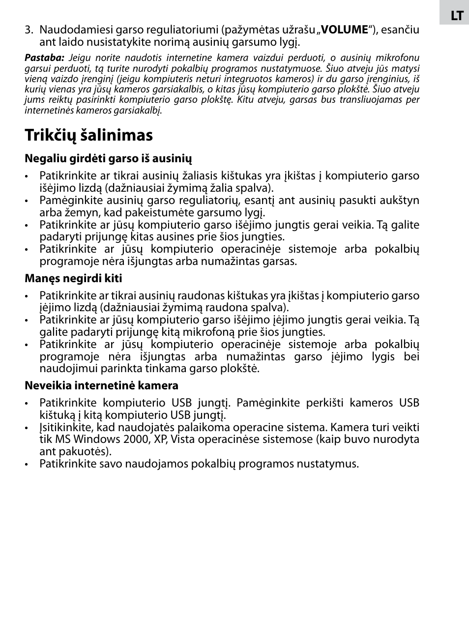 Trikčių šalinimas | Acme AC02 User Manual | Page 5 / 20