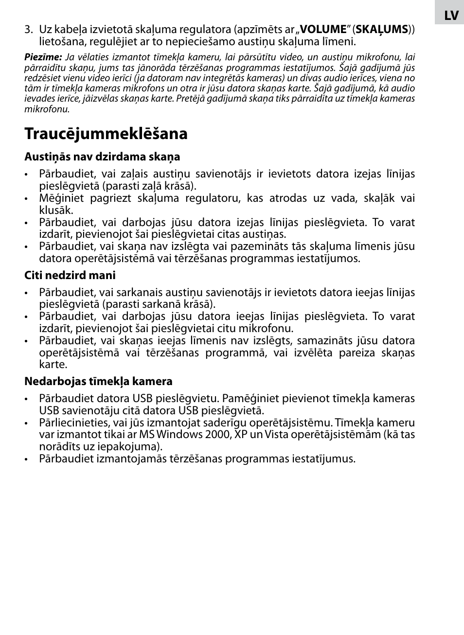 Traucējummeklēšana | Acme AC02 User Manual | Page 7 / 20