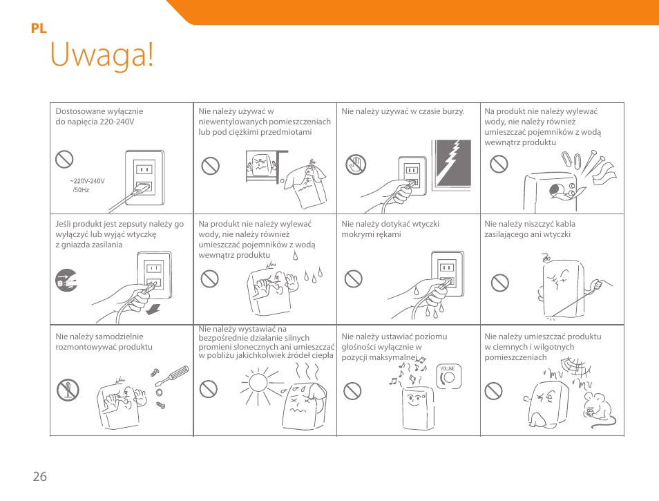 Uwaga | Acme SS205 User Manual | Page 26 / 78