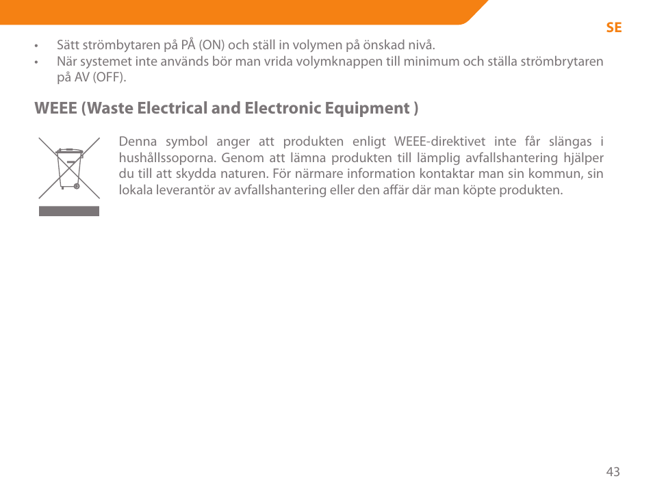 Weee (waste electrical and electronic equipment ) | Acme SS205 User Manual | Page 43 / 78