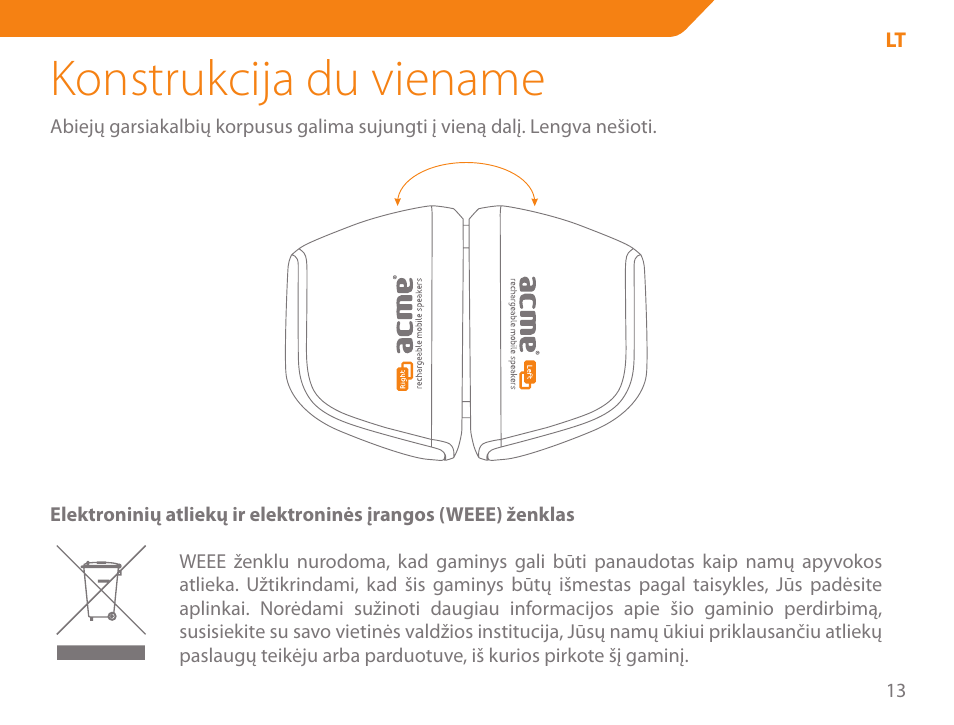 Konstrukcija du viename | Acme SP101 User Manual | Page 13 / 84