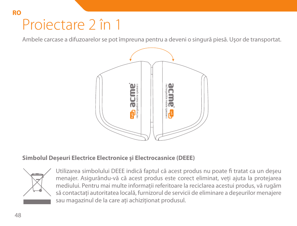 Proiectare 2 în 1 | Acme SP101 User Manual | Page 48 / 84