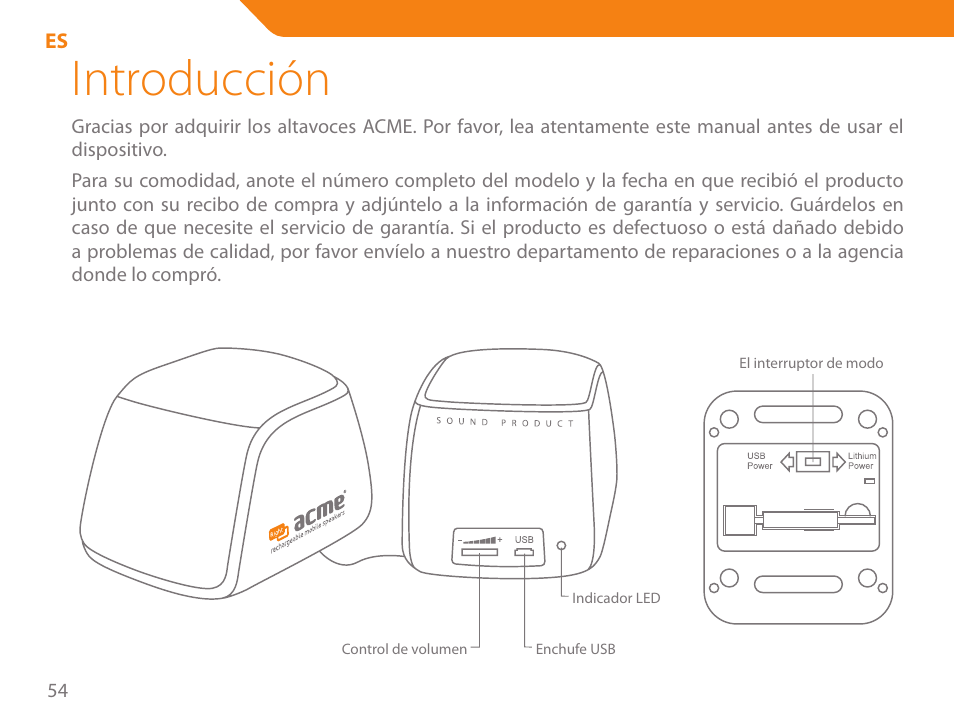 Introducción | Acme SP101 User Manual | Page 54 / 84