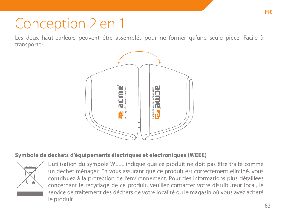 Conception 2 en 1 | Acme SP101 User Manual | Page 63 / 84