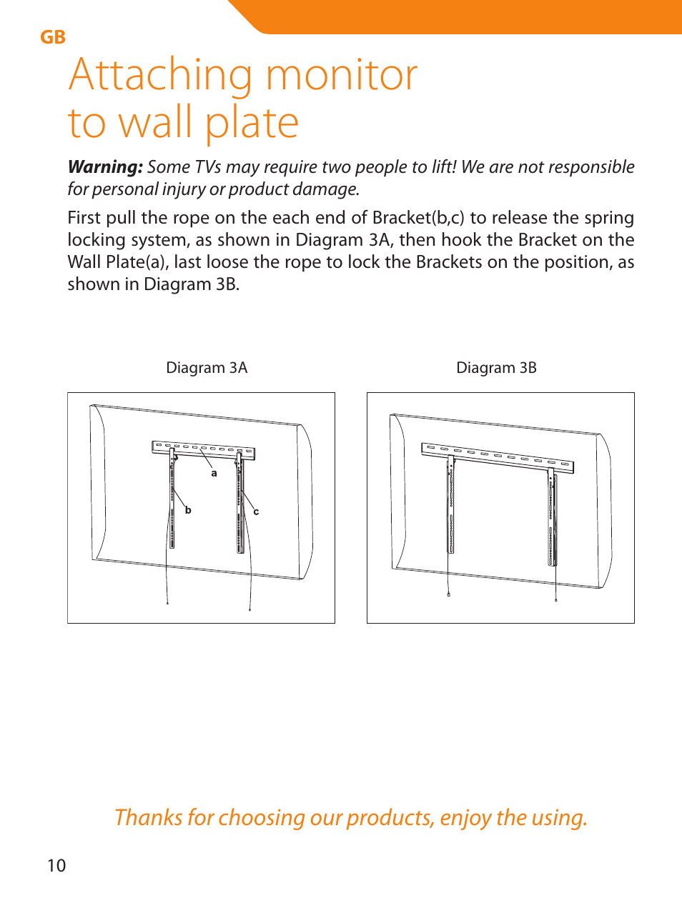 Attaching monitor to wall plate | Acme LED100B User Manual | Page 10 / 100