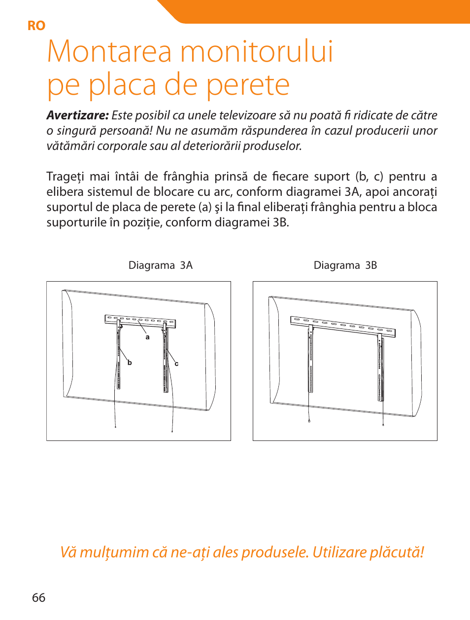Montarea monitorului pe placa de perete | Acme LED100B User Manual | Page 66 / 100