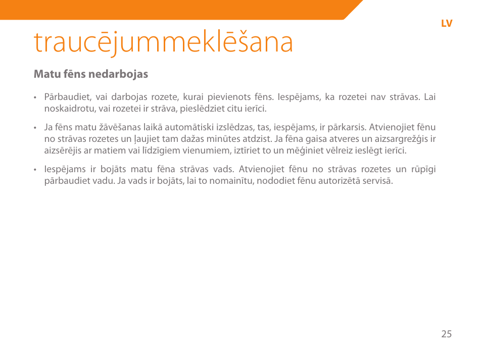 Traucējummeklēšana | Acme HD-110 User Manual | Page 25 / 90