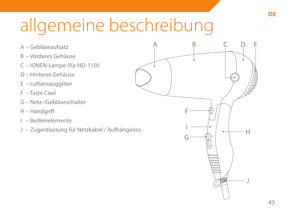 Allgemeine beschreibung | Acme HD-110 User Manual | Page 43 / 90