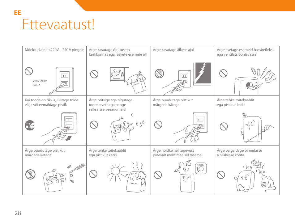 Ettevaatust | Acme SS207 User Manual | Page 28 / 110