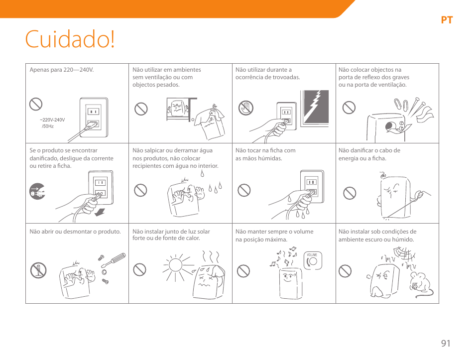 Cuidado | Acme SS207 User Manual | Page 91 / 110