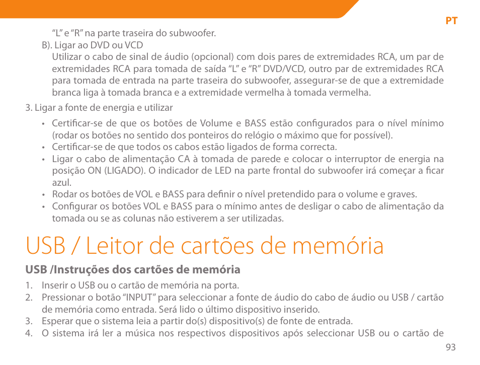 Usb / leitor de cartões de memória | Acme SS207 User Manual | Page 93 / 110
