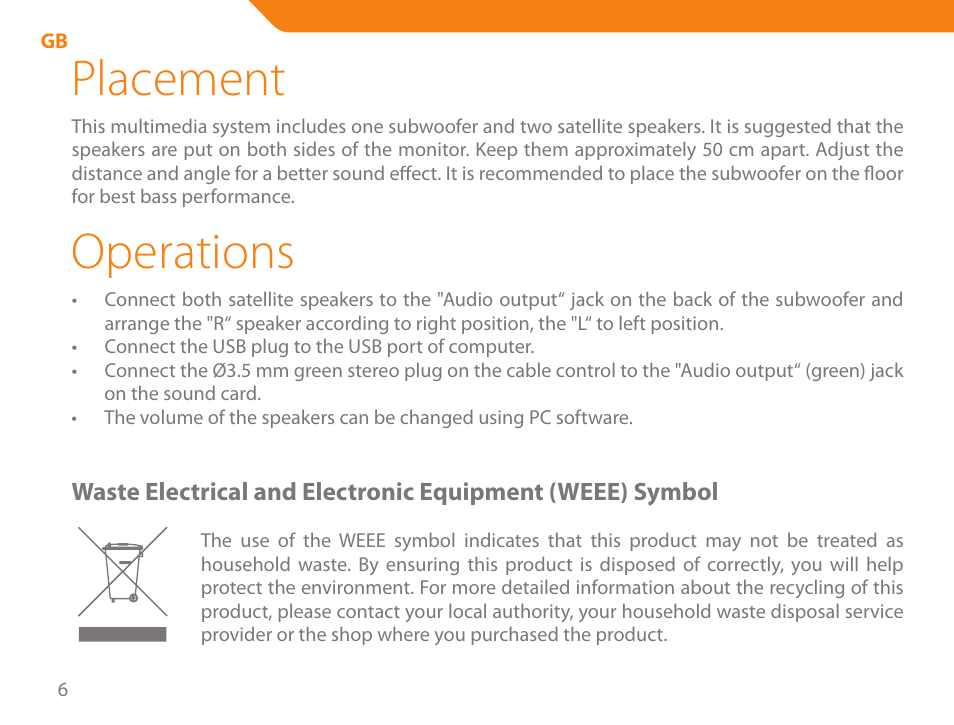 Placement, Operations | Acme SS204 User Manual | Page 6 / 52
