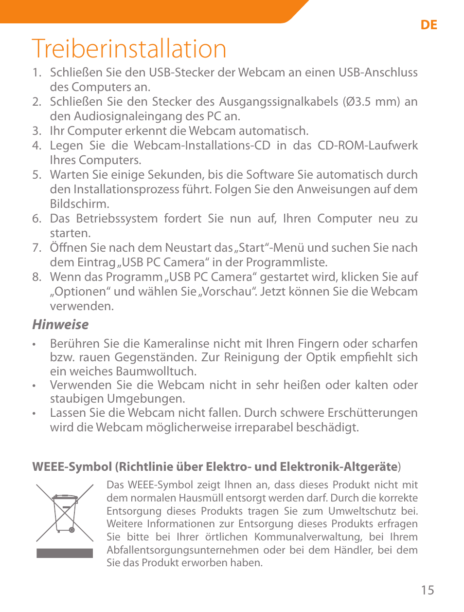 Treiberinstallation | Acme CA11 User Manual | Page 15 / 40