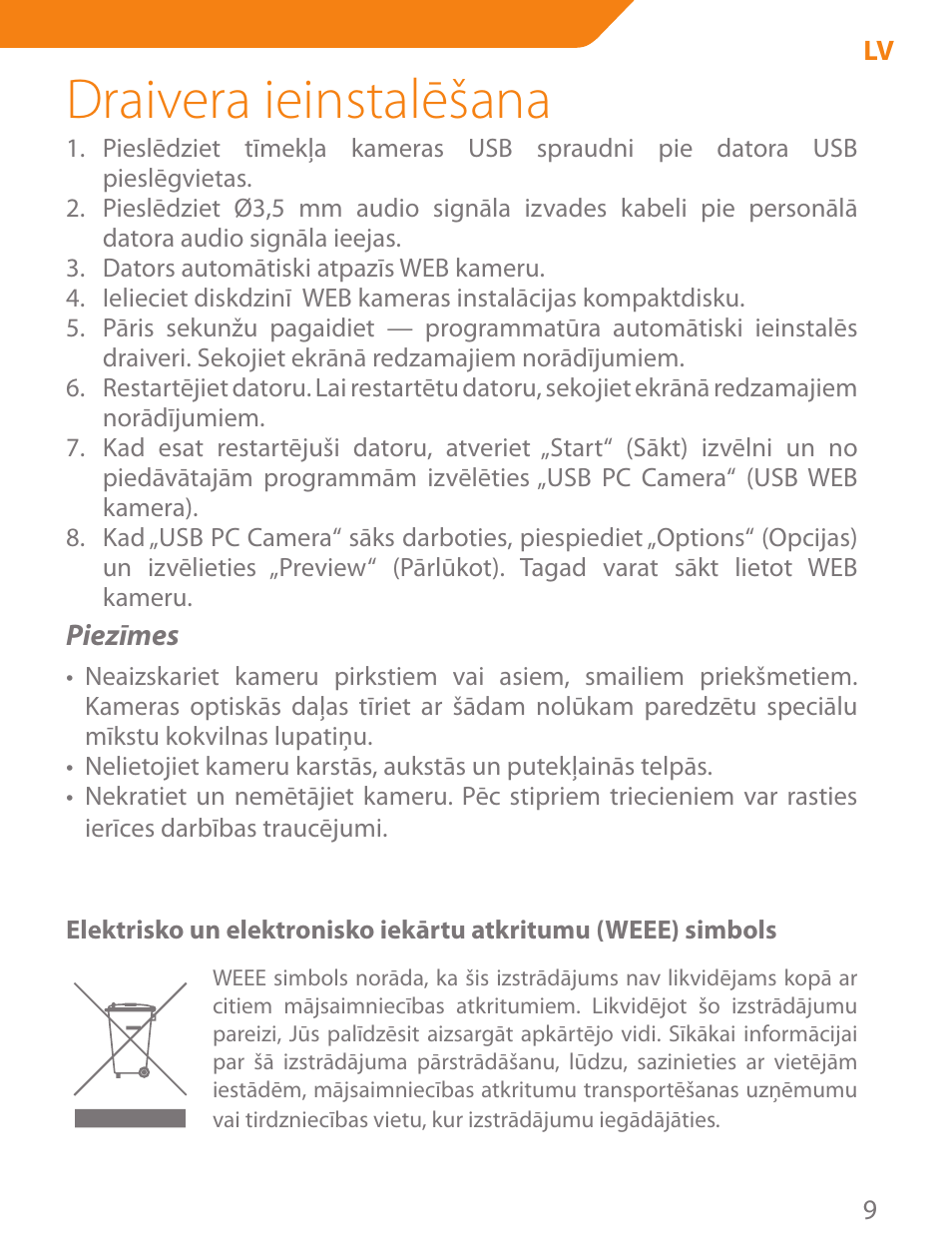 Draivera ieinstalēšana | Acme CA11 User Manual | Page 9 / 40