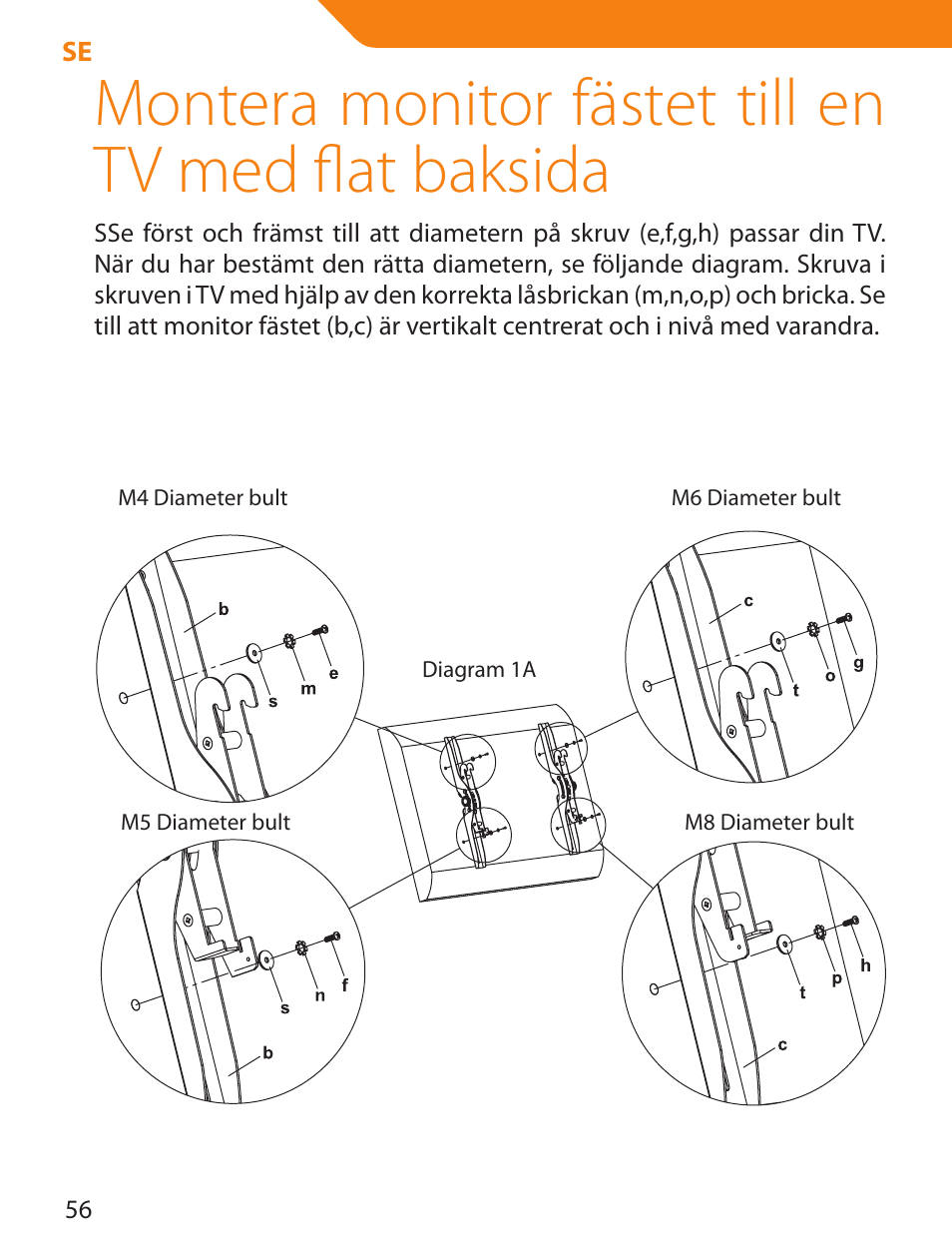 Montera monitor fästet till en tv med flat baksida | Acme PLB103S User Manual | Page 56 / 102