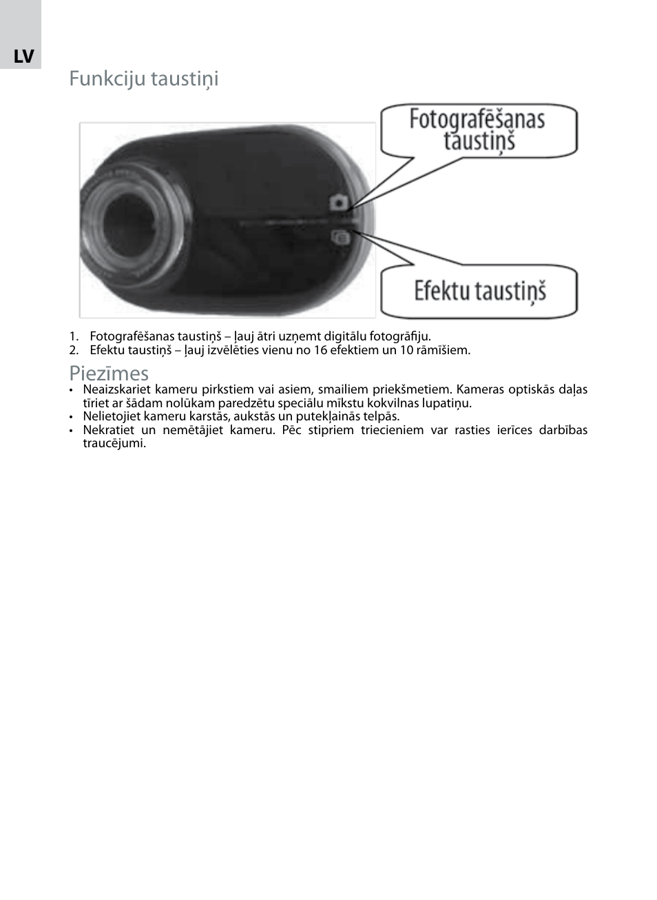 Funkciju taustiņi, Piezīmes | Acme CA10 User Manual | Page 8 / 16