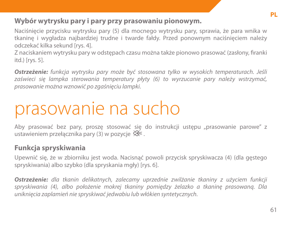 Prasowanie na sucho | Acme IA-200 User Manual | Page 61 / 152