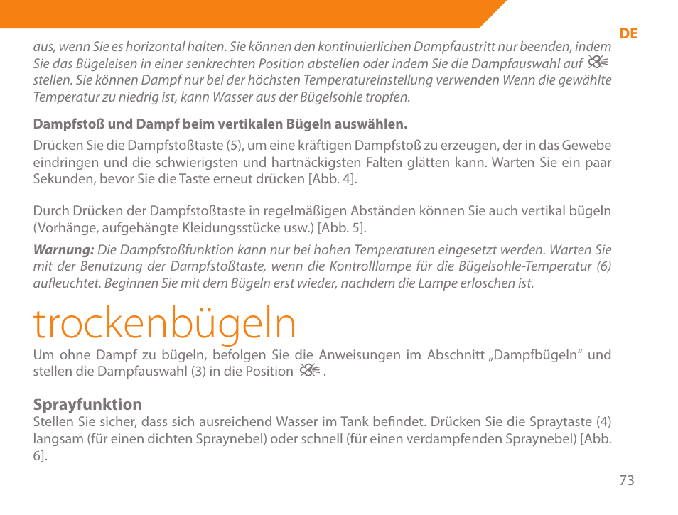 Trockenbügeln | Acme IA-200 User Manual | Page 73 / 152