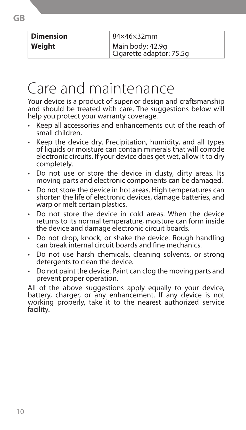 Care and maintenance | Acme F300 User Manual | Page 10 / 44