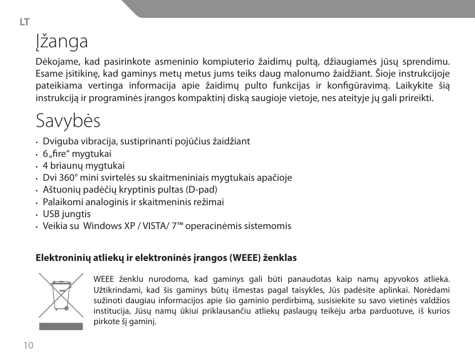 Įžanga, Savybės | Acme GA06 User Manual | Page 10 / 96