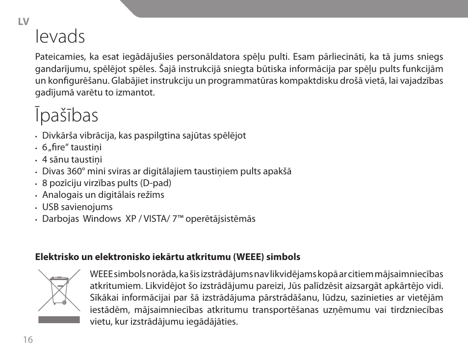 Ievads, Īpašības | Acme GA06 User Manual | Page 16 / 96