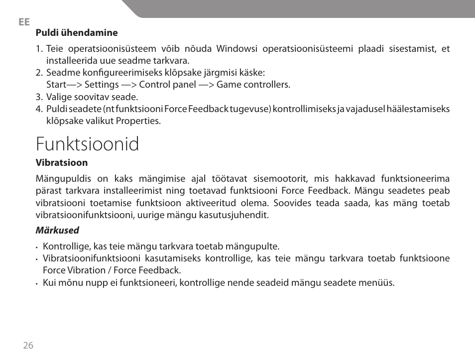 Funktsioonid | Acme GA06 User Manual | Page 26 / 96