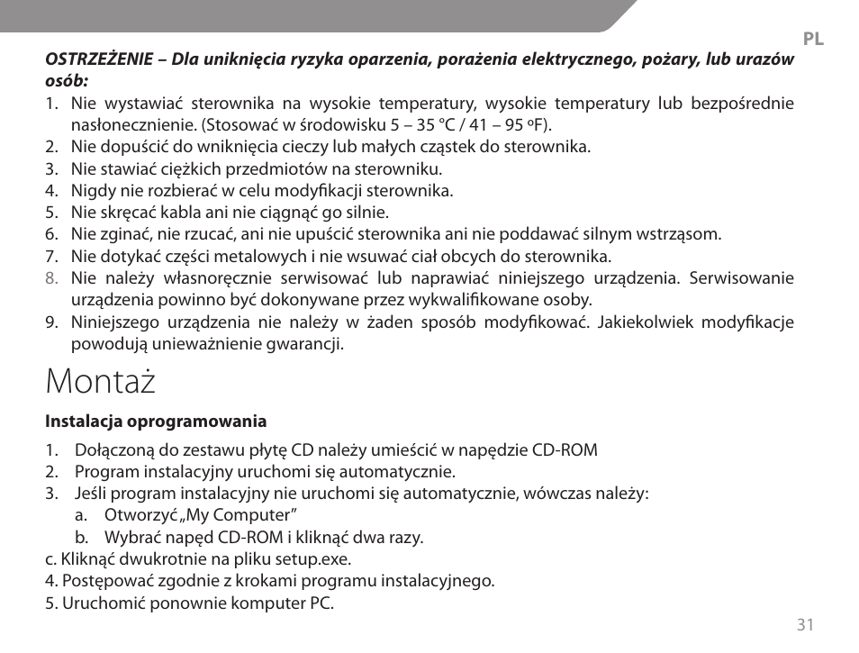 Montaż | Acme GA06 User Manual | Page 31 / 96