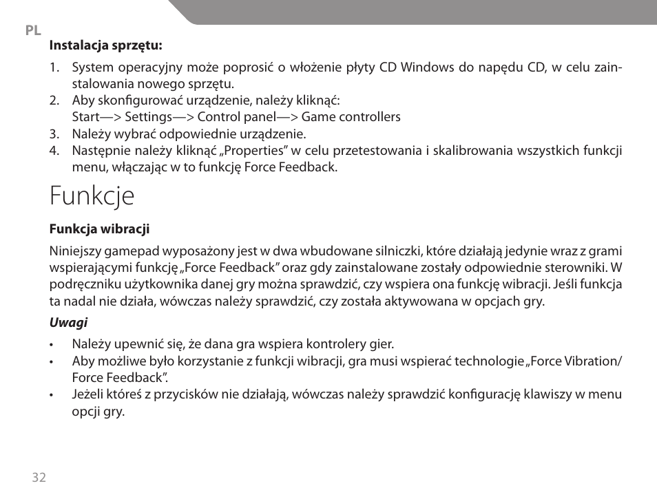 Funkcje | Acme GA06 User Manual | Page 32 / 96