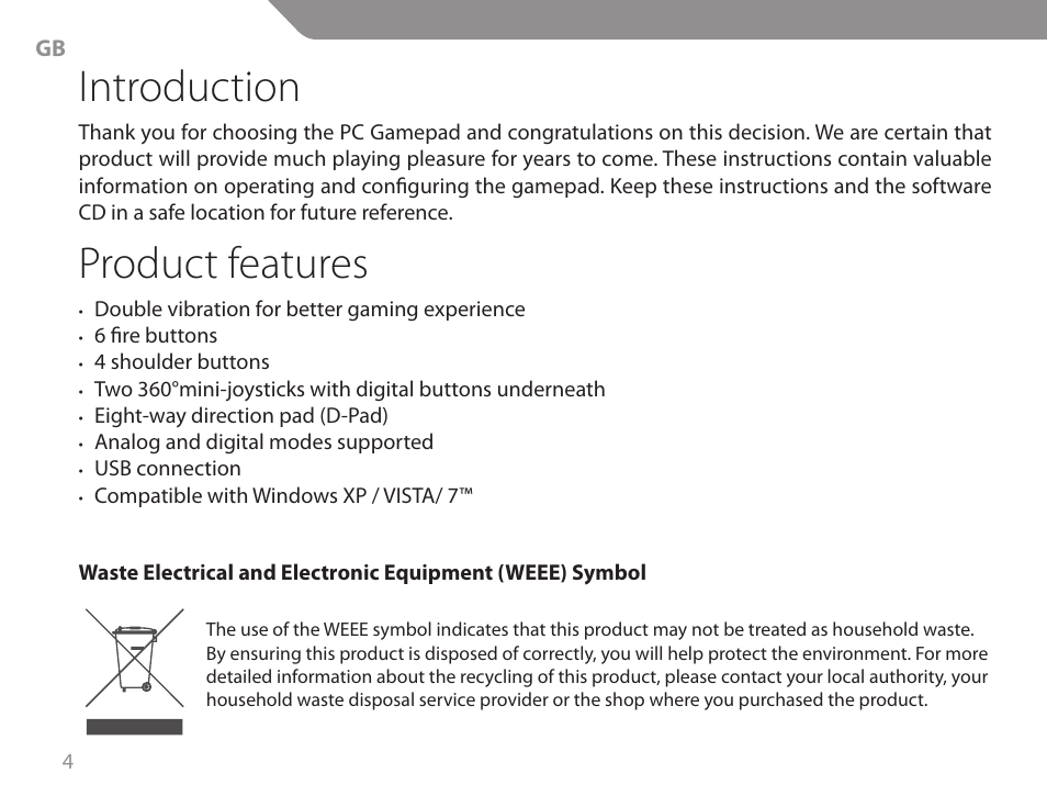 Introduction, Product features | Acme GA06 User Manual | Page 4 / 96