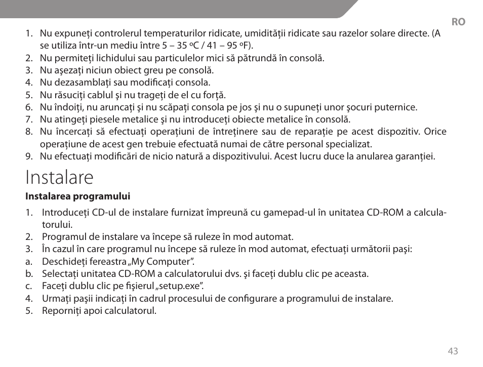 Instalare | Acme GA06 User Manual | Page 43 / 96