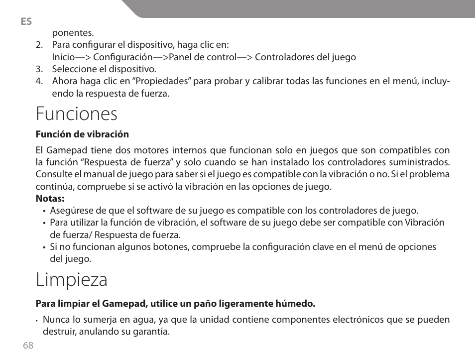 Funciones, Limpieza | Acme GA06 User Manual | Page 68 / 96