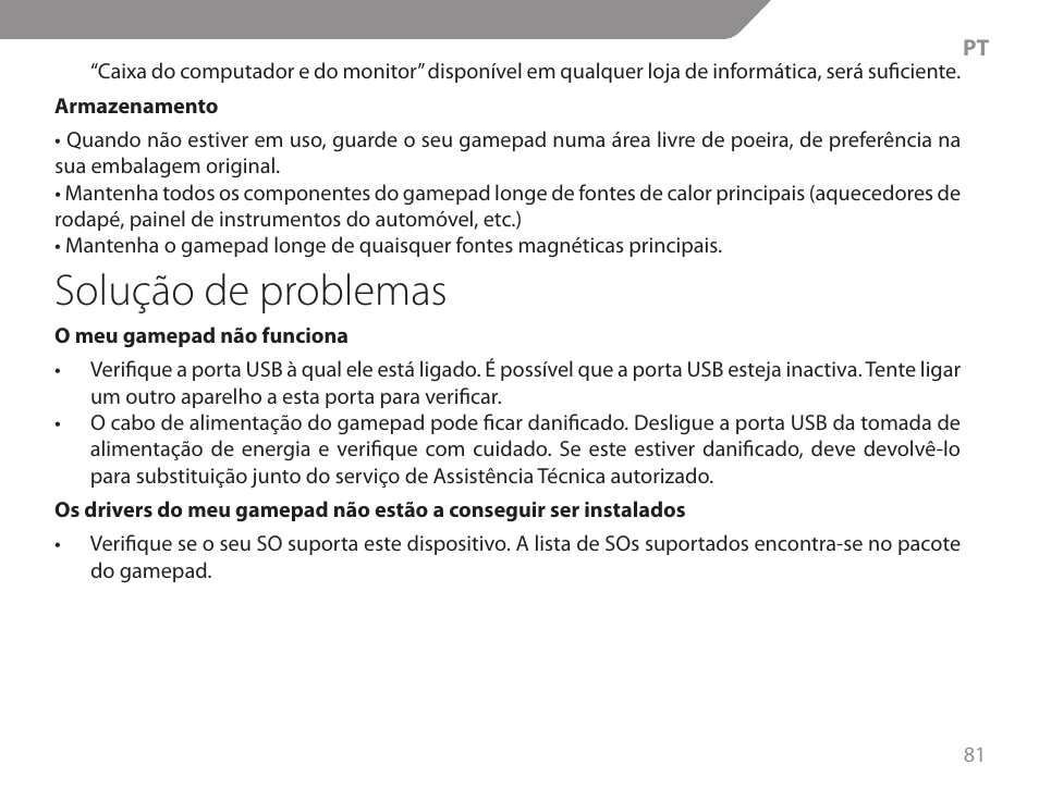 Solução de problemas | Acme GA06 User Manual | Page 81 / 96