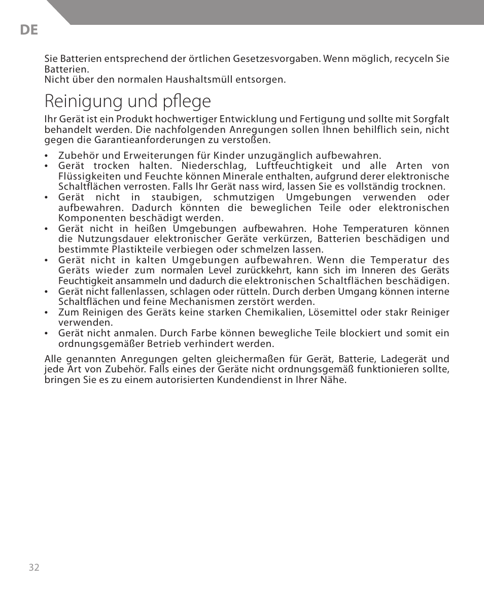 Reinigung und pflege | Acme BH05 User Manual | Page 32 / 40