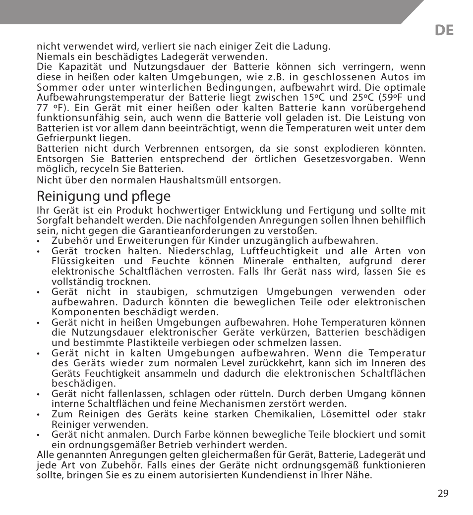 Reinigung und pflege | Acme BH03 User Manual | Page 29 / 36